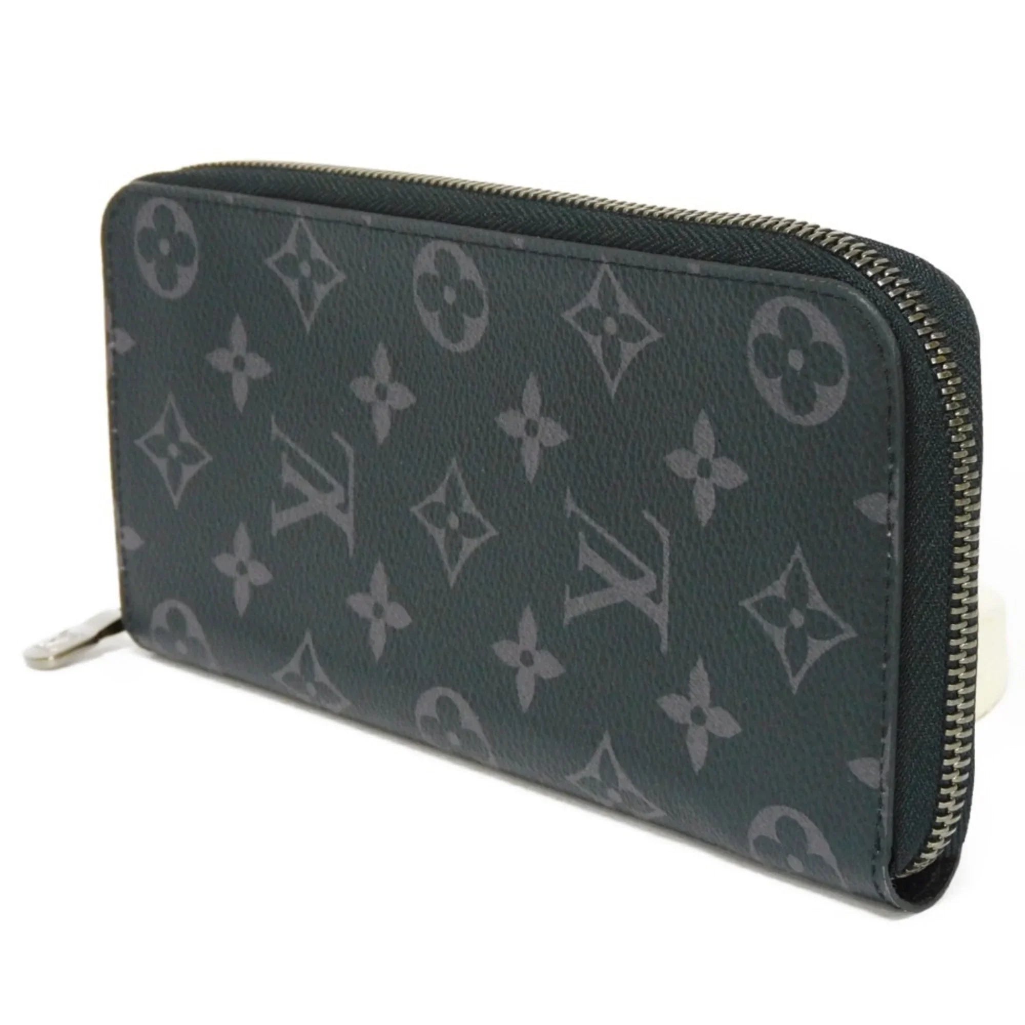 Pre-Owned LOUIS VUITTON Long Wallet Zippy Vertical LV Logo Round Zipper Monogram Eclipse Noir M62295 Men's Billfold (Good)