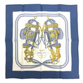Pre-Owned HERMES Hermes Carre 45 Scarf Muffler BRIDES de GALA (ceremonial bridle) White x Blue 100% Silk (Like New)