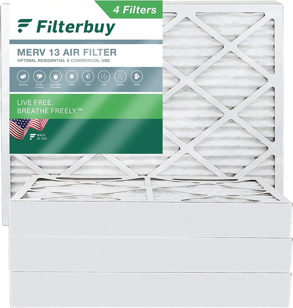 Filterbuy 12x15x4 MERV 13 Pleated HVAC AC Furnace Air Filters (4-Pack)