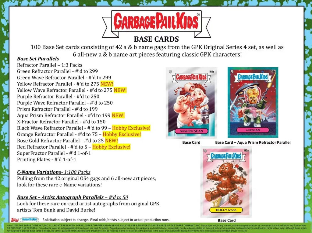 2021 Topps Garbage Pail Kids Chrome Hobby Box