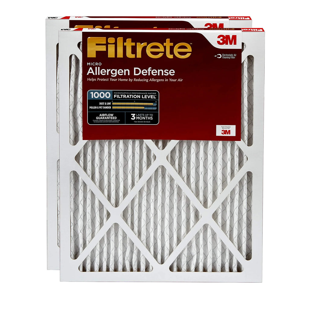 Filtrete 12x12x1, AC Furnace Air Filter, MPR 1000, Micro Allergen Defense, 2-Pack (exact dimensions 11.81 x 11.81 x 0.81)