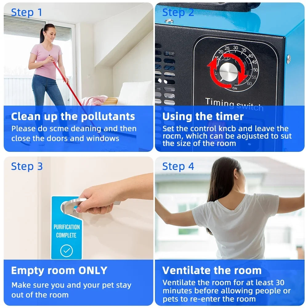 Kydely Room Ozone Machine Glossy Steel Finish 41dB - Eliminate Smoke, Dust & Pollutants with Powerful Ozone