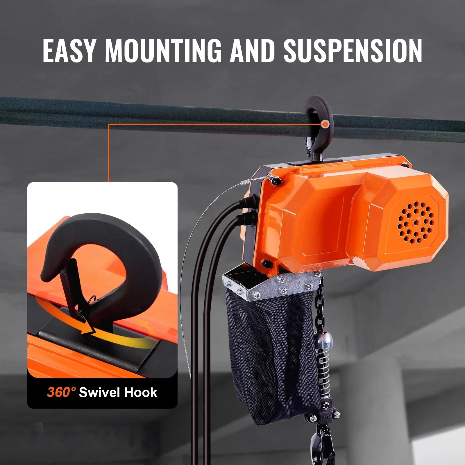 BENTISM Electric Chain Hoist Single Phase Crane Hoist 330 lbs Load 10 ft Lifting