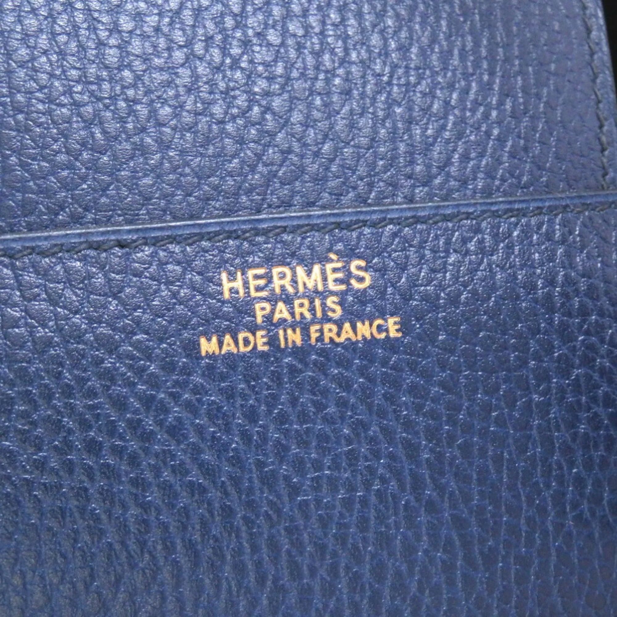 Pre-Owned Hermes Drag Voyage 48 Ardennes Blue Roy Rouge Vif Bicolor 〇Z Engraved Boston Bag Red (Fair)