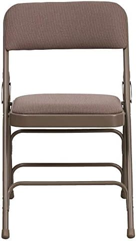 4 Pack HERCULES Series Curved Triple Braced & Double Hinged Beige Fabric Metal Folding Chair