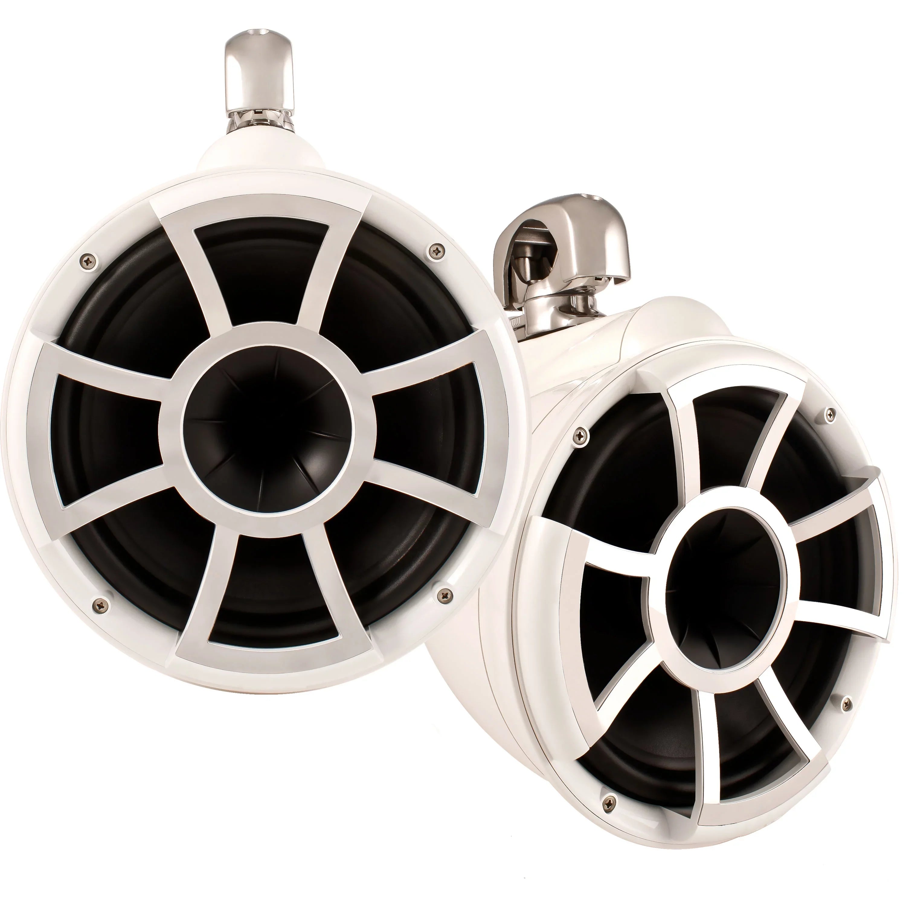 Restored Wet Sounds REV 10 Swivel Clamp Tower Speakers, WHITE (Pair) (Refurbished)