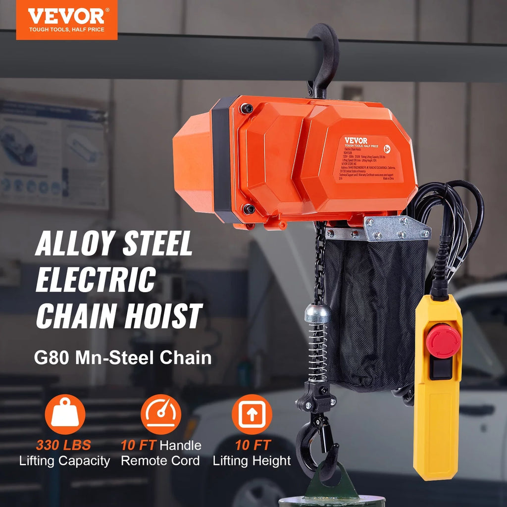 BENTISM Electric Chain Hoist Single Phase Crane Hoist 330 lbs Load 10 ft Lifting