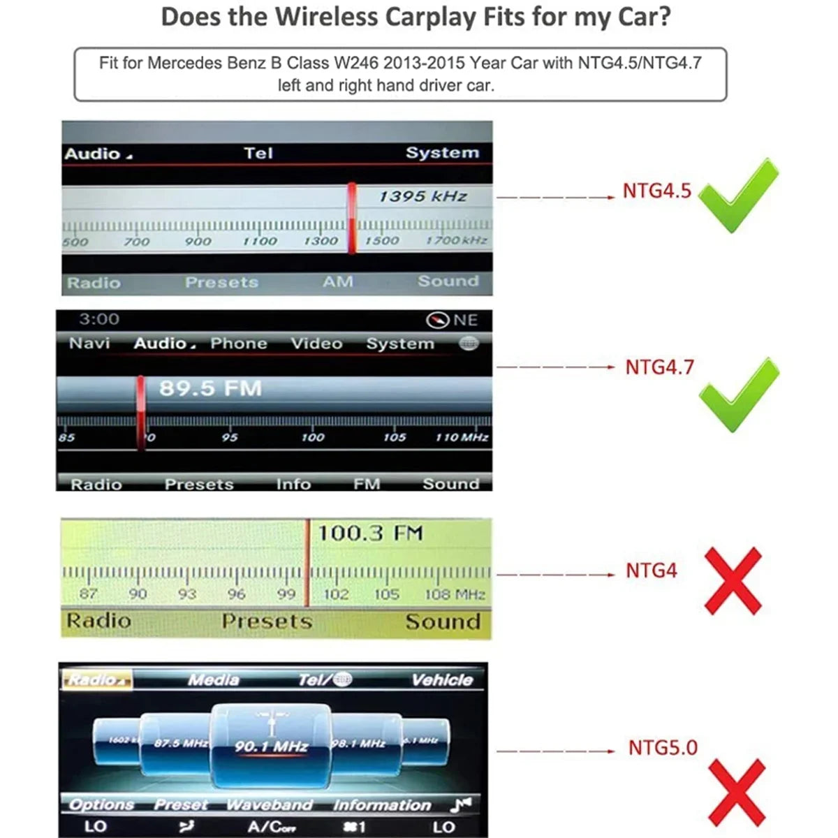 Road Top Android 12 Car Stereo 10.25" Car Touch Screen for Mercedes Benz B Class W246 2013-2015 Year Car with NTG4.5/4.7, 6GB+128GB Support Wireless Carplay & Android Auto & Mirrorlink