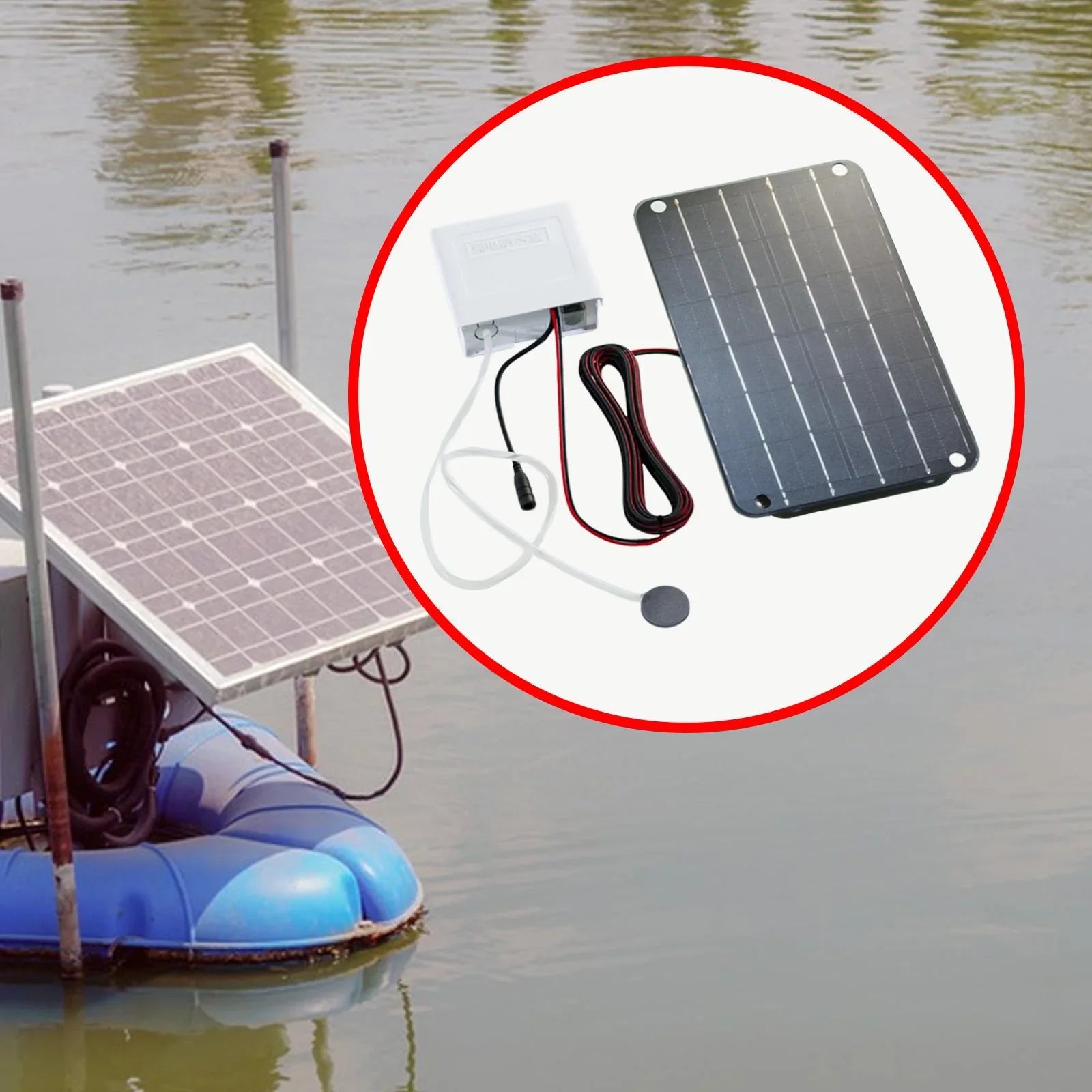 Gazechimp Solar Air Pump,Aquarium Air Pump Oxygenator Silent Eco Friendly,6V Solar Pond Aerator Solar Powered Pond Pump for Hydroponics