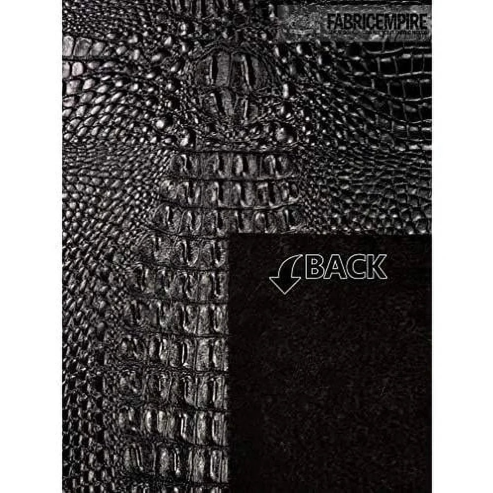 Vinyl Fabric Crocodile Fake Leather Upholstery 54" Wide Sold By The Yard (SEMI Glossy Black)