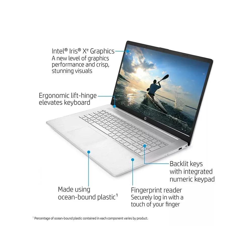 HP 2021 17.3" FHD IPS Laptop Computer, 11th Generation Intel Core i7-1165G7, 64GB RAM, 2TB PCIe SSD, Backlit Keyboard, Intel Iris Xe Graphics, HD Webcam, HD Audio, Windows OS, Silver, 32GB USB Card
