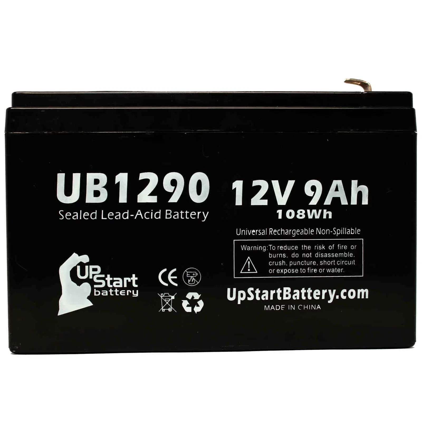 3x Pack - Suitable Amigo Mobility TravelMate Battery - Replacement UB1290 Universal Sealed Lead Acid Battery (12V, 9Ah, 9000mAh, F1 Terminal, AGM, SLA) - Includes 6 F1 to F2 Terminal Adapters
