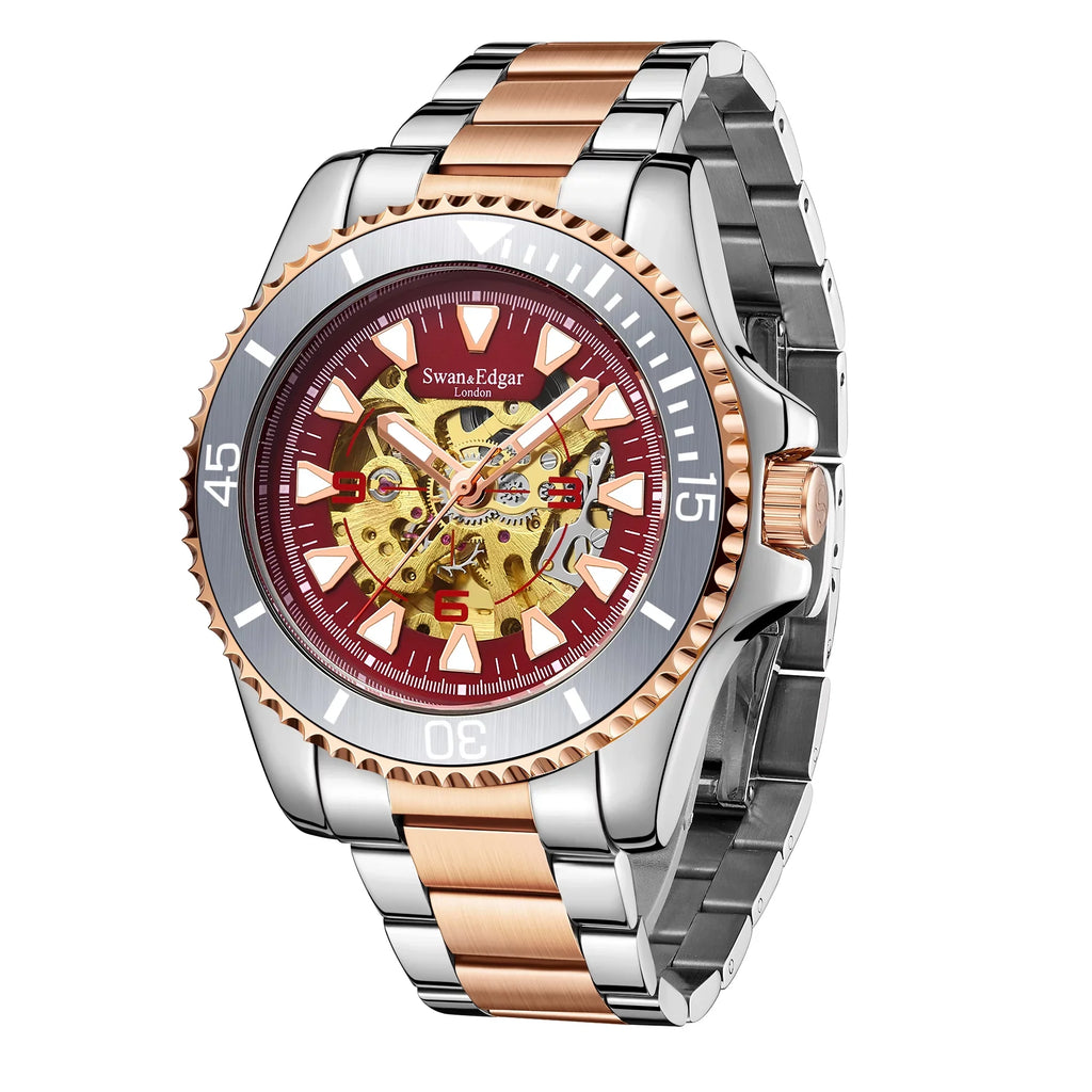 Limited Edition Swan & Edgar Hand Assembled Contemporary Skeleton Automatic - Two Tone