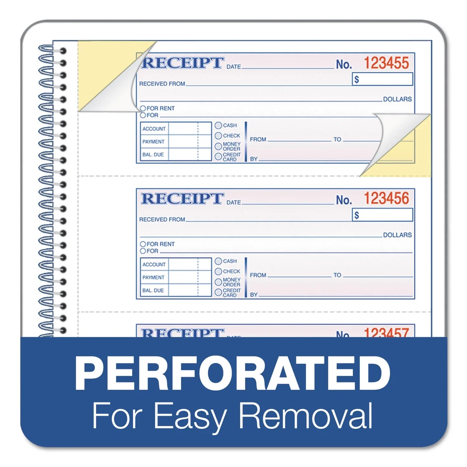 Adams TOPS Money/Rent Receipt Book, Two-Part Carbon, 7 x 2.75, 4 Forms/Sheet, 200 Forms Total