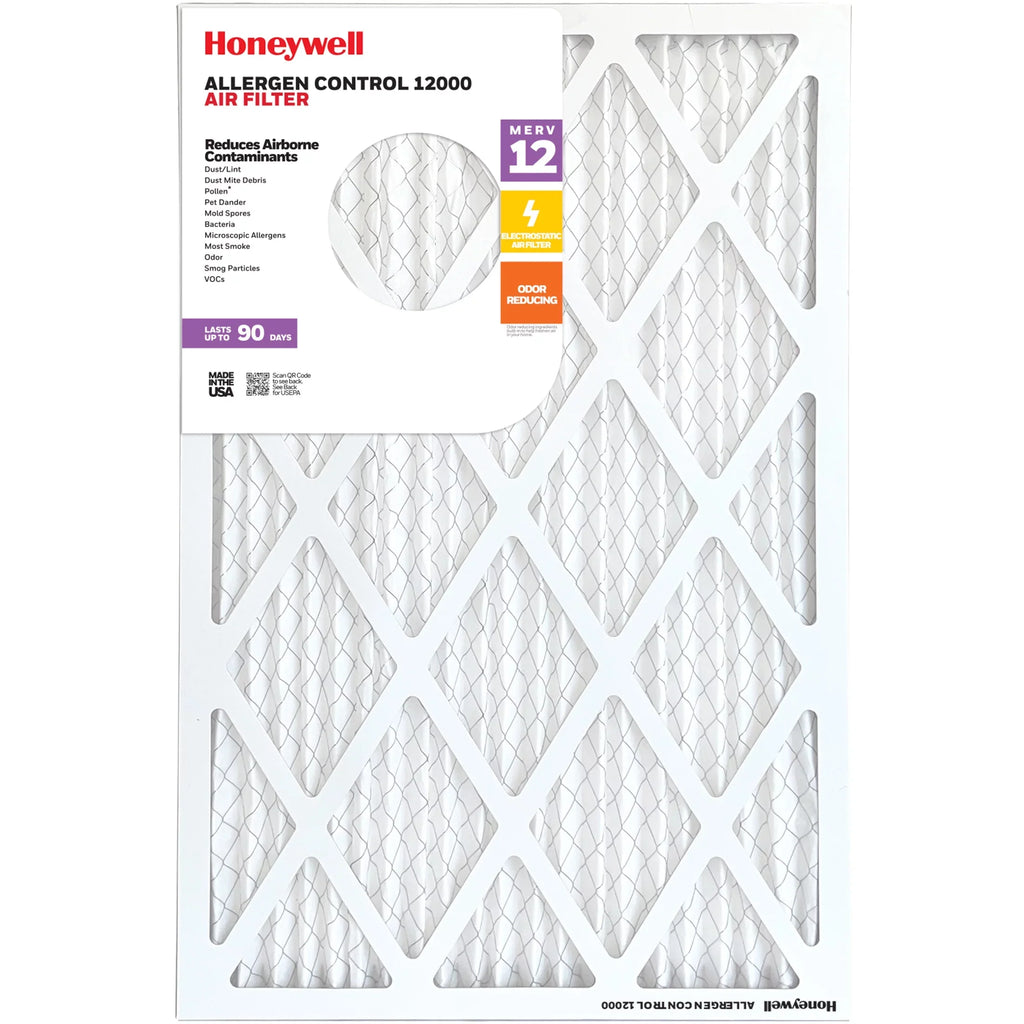 Honeywell 20x30x1 MERV 12 Pleated HVAC Furnace Air Filter -12 Pack