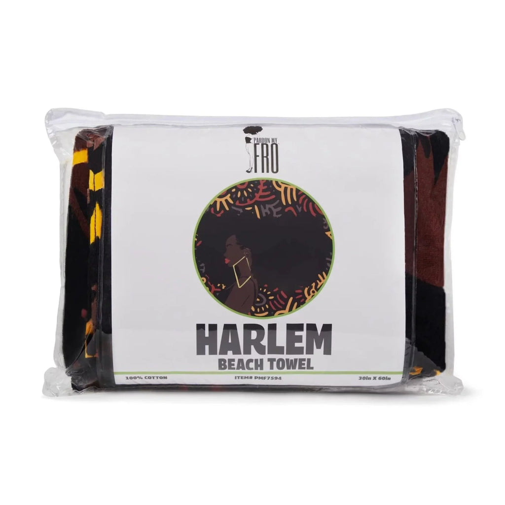 Pardon My Fro Harlem Black Large Plush Cotton Beach Towel for Women 30" x 60", 1 Piece
