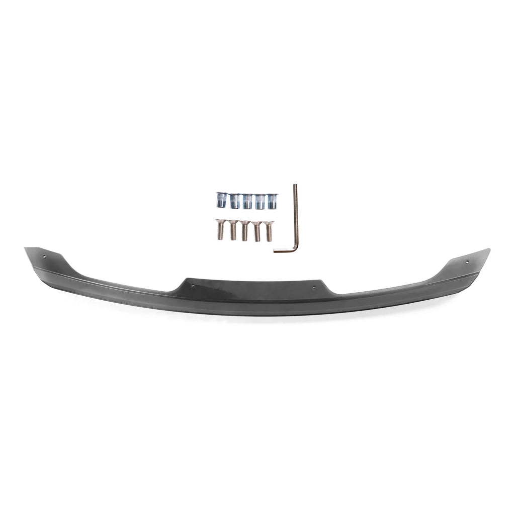 Ikon Motorsports Gurney Flap Fitting With 2015-2023 Ford Mustang Coupe & Convertible GT500 Style PC Smoke Rear Trunk Spoiler Gurney Flap Wicker Bill With Hardware Kit