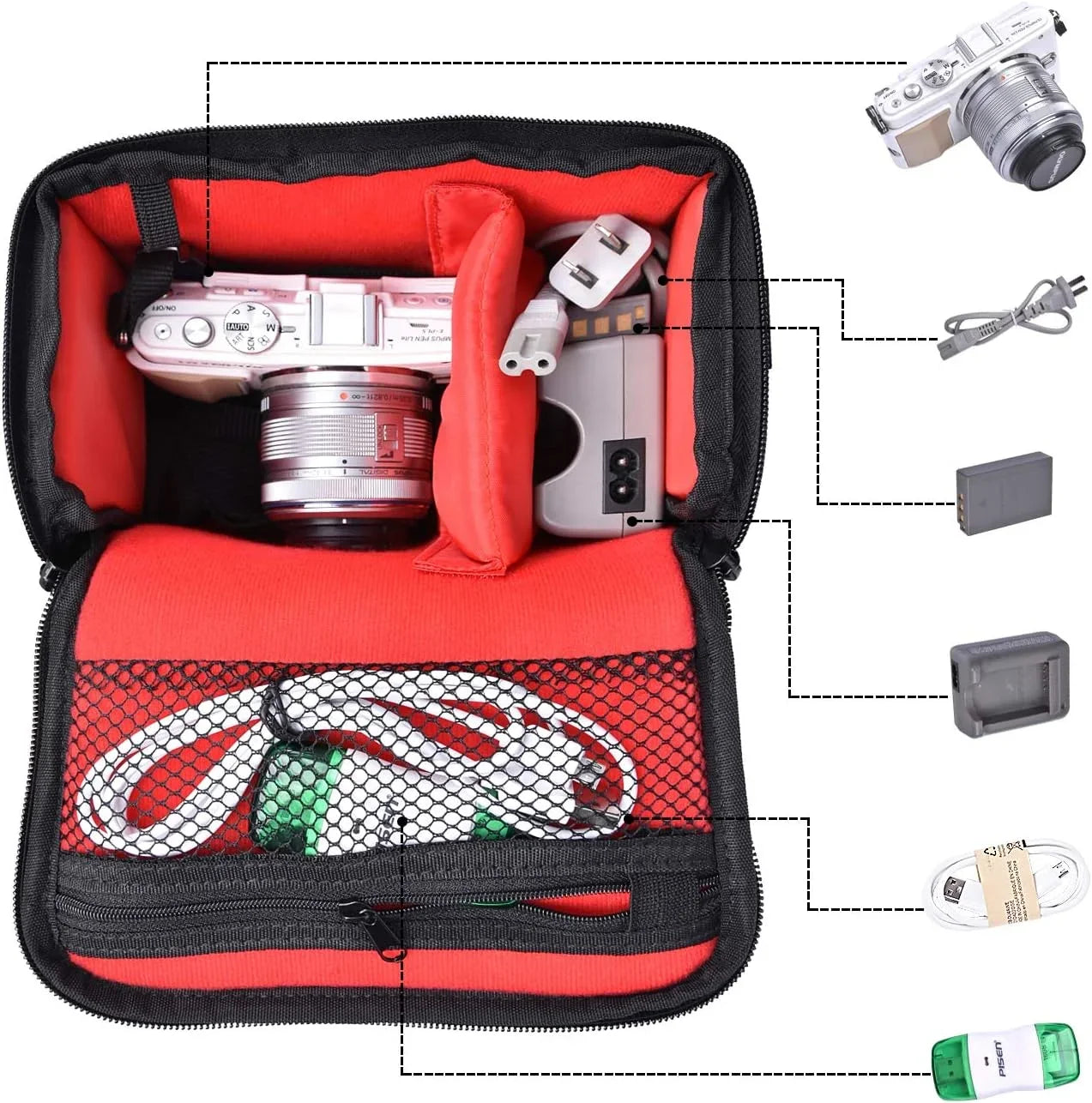 Waterproof Anti-shock Camera Case Bag Fitting for Canon Powershot SX540 SX530 SX60 SX420 HS M5,Nikon Coolpix L340 B500 B700 L330 L840 P610,Panasonic LUMIX,Sony a6000 Digital Camera