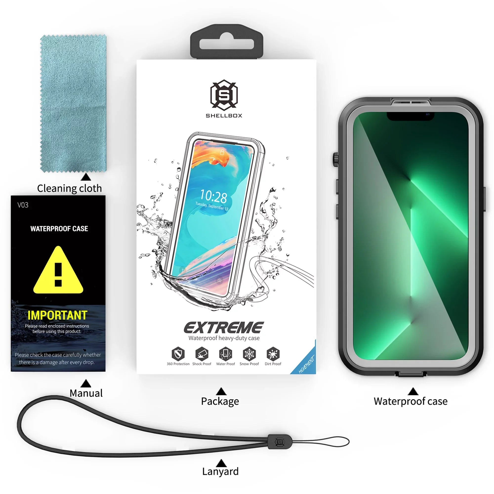 for iPhone 14 Case Magsafe, Waterproof with Built in Screen Protector, Heavy Duty Protective Wrap Phone Case iPhone 14 6.1 inch for Women/Men, Black