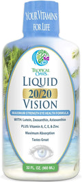 Tropical Oasis 20/20 Vision - Eye Vitamin Formula with Lutein, Zeaxanthin, Astaxanthin – Max Absorption – 32 Servings, 32oz