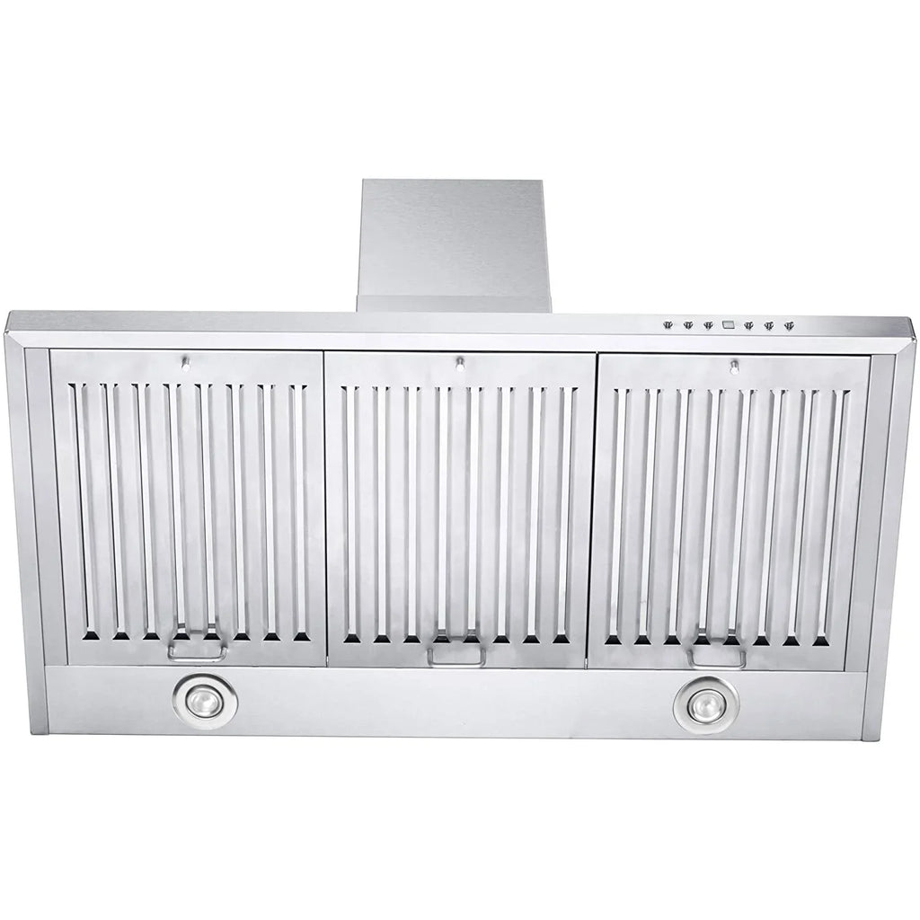 ZLINE KB-48 48 Inch 400 CFM Mounted Wall Ductless Crown Molding Range Hood with LED Lights and 4 Speed Exhaust Fans, Stainless Steel
