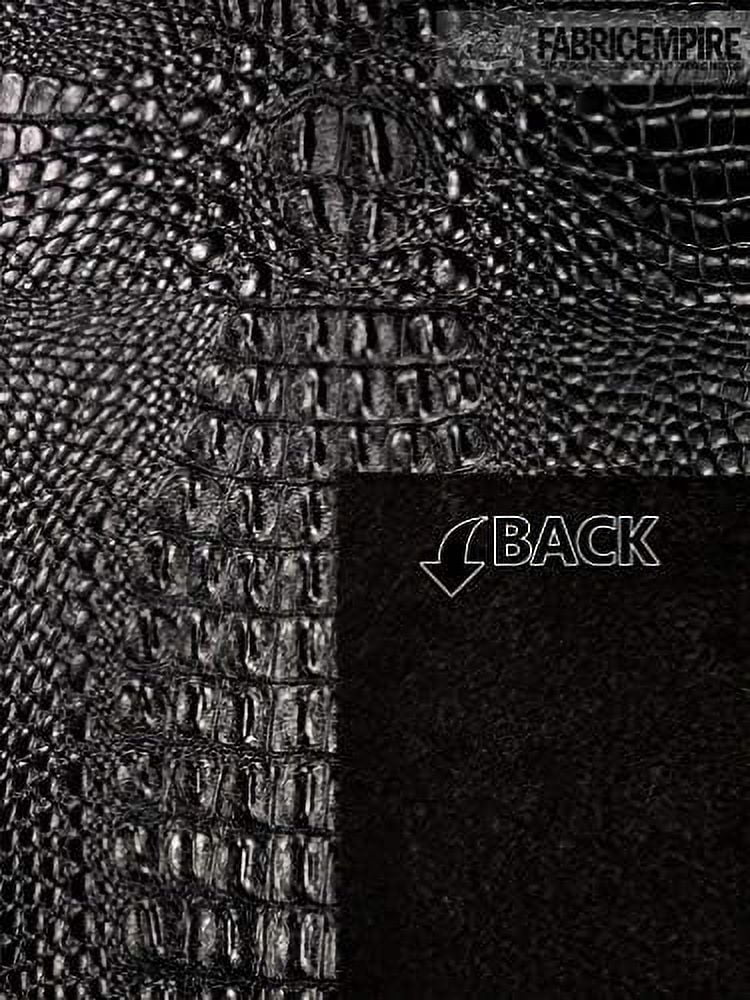 Vinyl Fabric Crocodile Fake Leather Upholstery 54" Wide Sold By The Yard (SEMI Glossy Black)