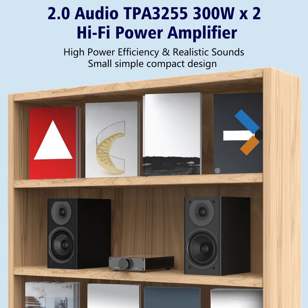 Lixada TPA3255 300W X 2 Stereo Audio Amplifier Digital 2.0 Channel Plug-and-Play for Home Desktop Active Speakers