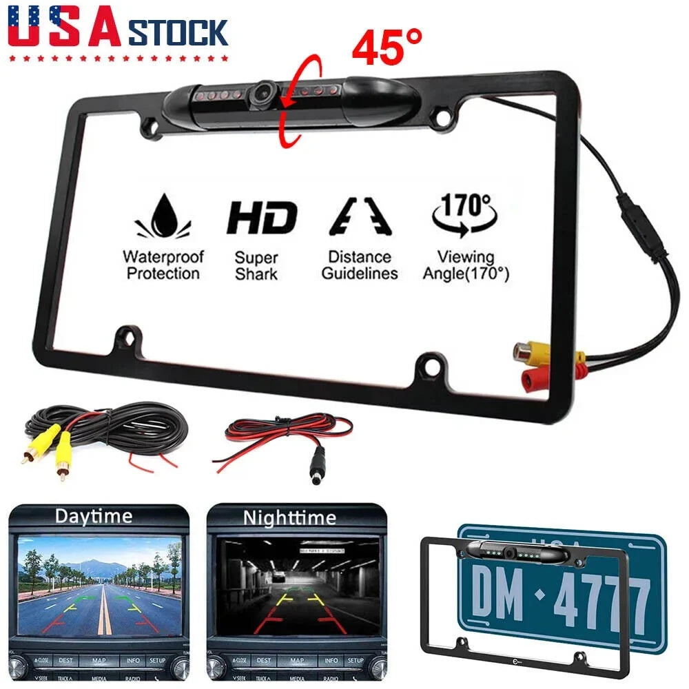Backup Camera Waterproof Night Vision HD Wide Angle License Plate Car Rear View