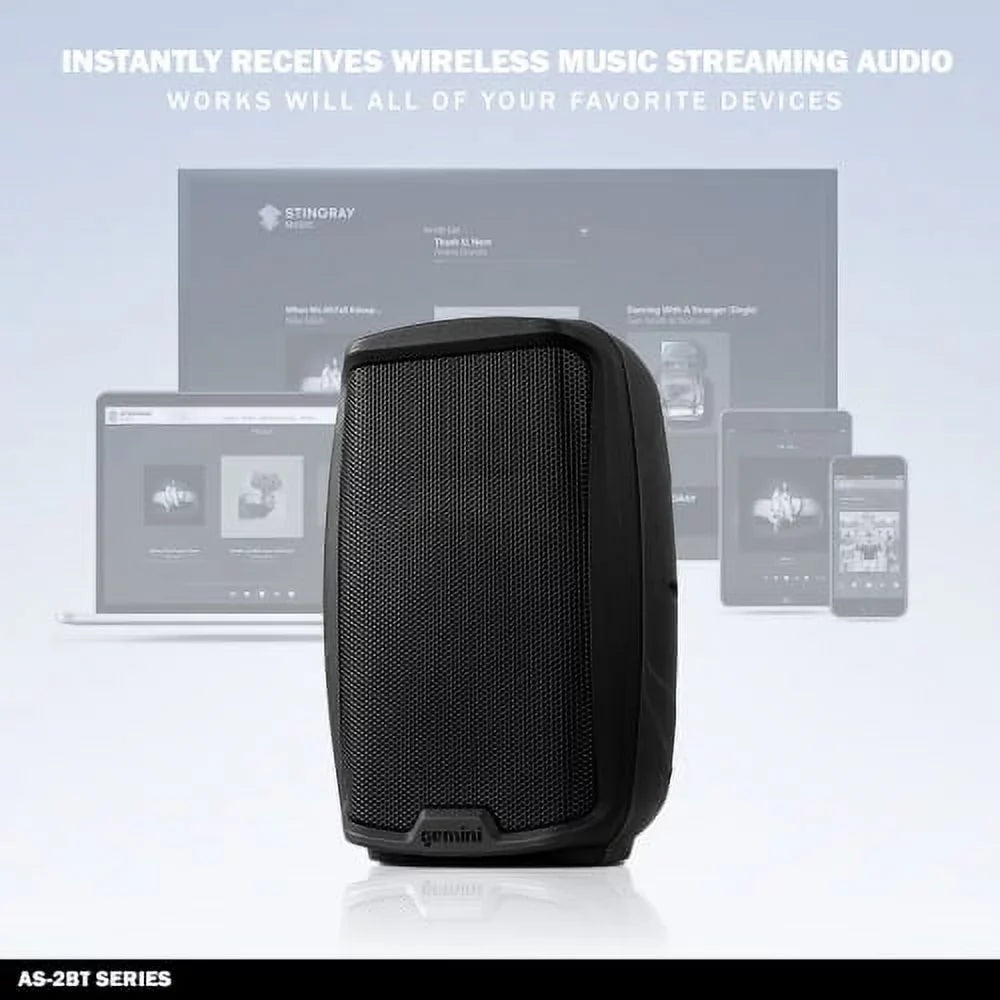 Gemini Sound AS-2115BT Pro Audio Bluetooth 15" Inch 2000 Watts Active PA System DJ Speakers