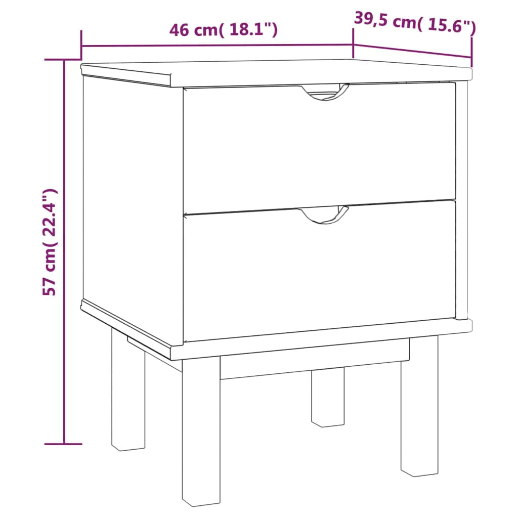 Htovila Bedside Cabinet OTTA 18.1"x15.6"x22.4" Solid Wood Pine