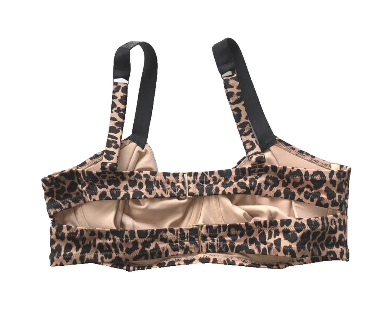 Victoria’s Secret Swim Bikini Top Shine Strap Animal Print Wicked Size 38D NWT