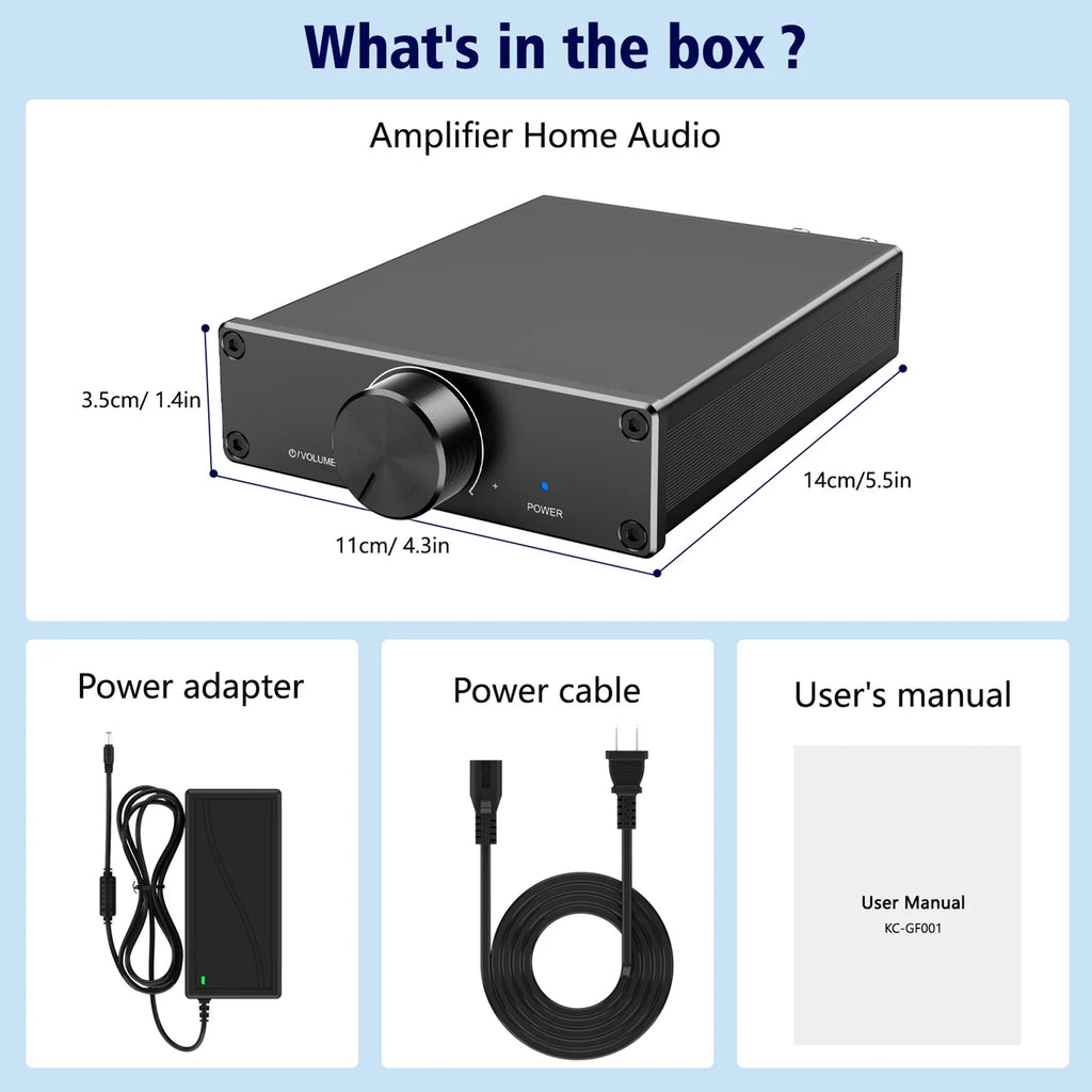 Lixada TPA3255 300W X 2 Stereo Audio Amplifier Digital 2.0 Channel Plug-and-Play for Home Desktop Active Speakers
