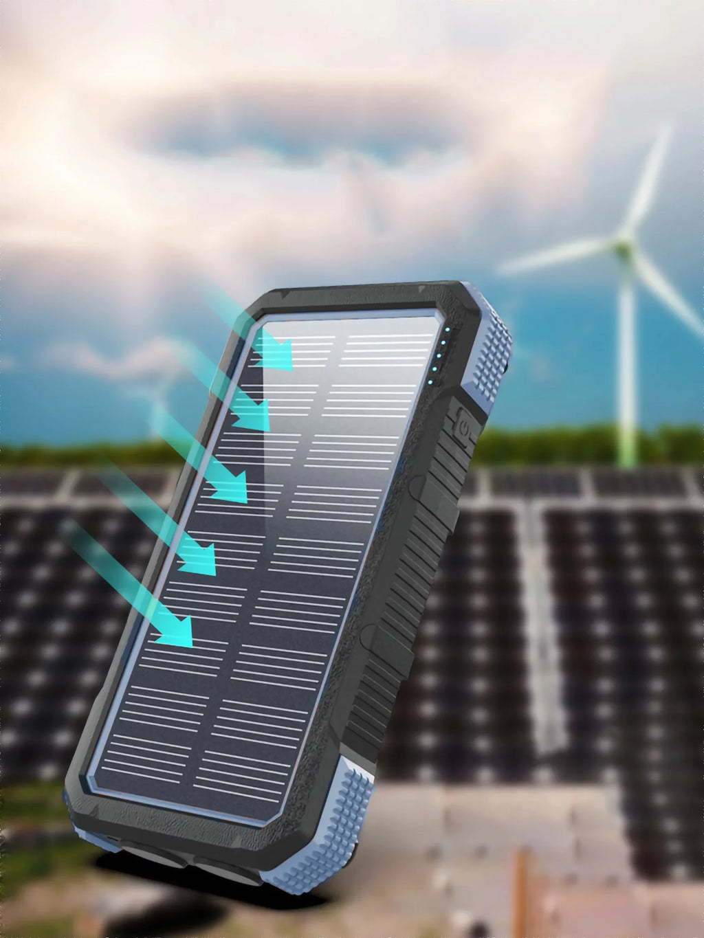 Portable Wireless Charging Power Bank Solar Powered 26800mAh Outdoor Charger