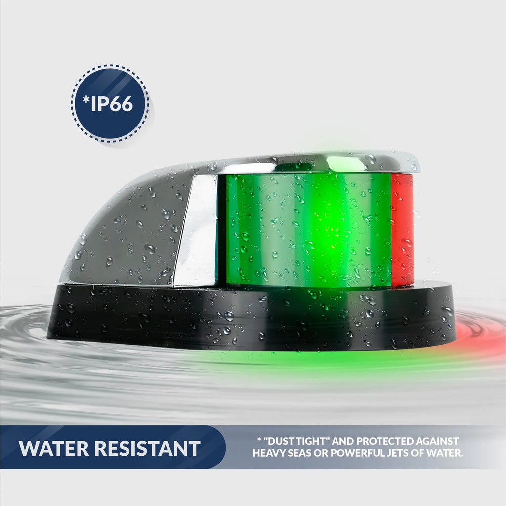 Five Oceans Craft Navigation Lights - LED Bow Light, Navigation Lights for Vessel LED Red and Green, Ship Lights Navigation Horizontal Mount Bi-Color Light, 12V, USCG Rules 2NM - FO4429