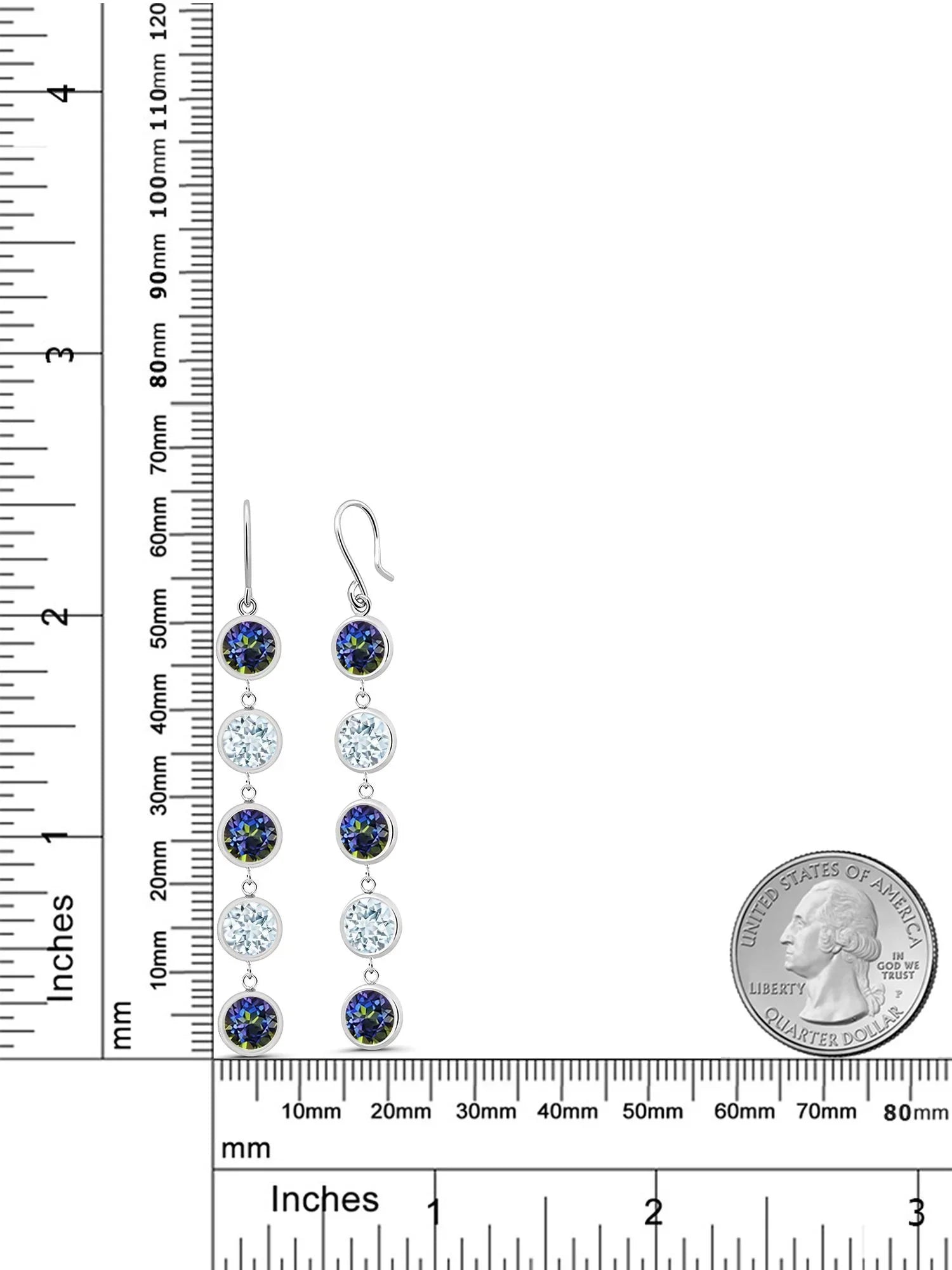Gem Stone King 9.00 Ct Round Blue Mystic Topaz Sky Blue Aquamarine 925 Sterling Silver Earrings