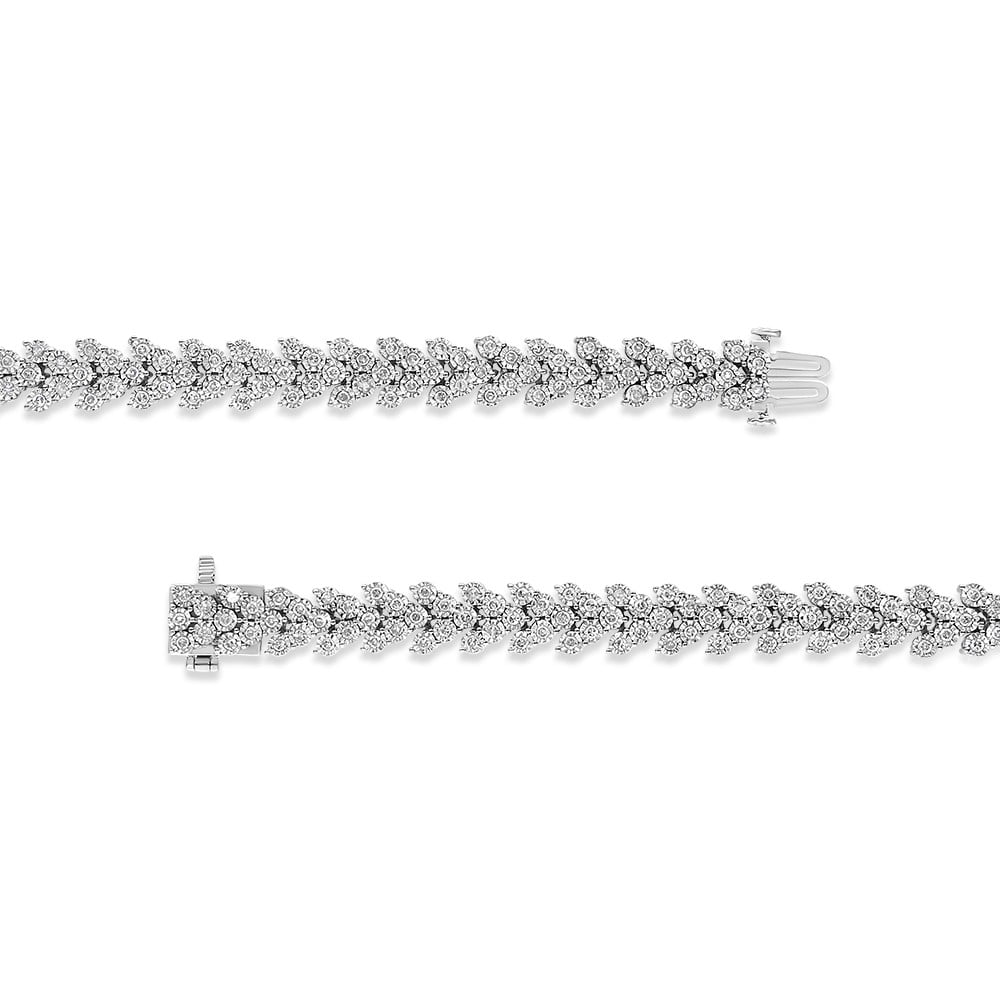 .925 Sterling Silver 2.00 Cttw Miracle Set Diamond Laurel Wreath Link Bracelet (I-J color, I3 clarity) - 7.25"