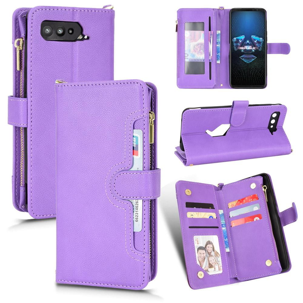 Case for Asus ROG Phone 5 Magnetic PU Leather Flip Leather Shield Zipper Wallet Card Holder