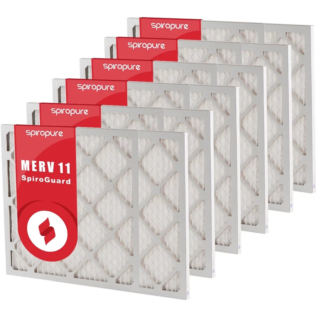 SpiroPure 20x36x1 MERV 11 Pleated Filter Air Filters - Made in USA (6 Pack)