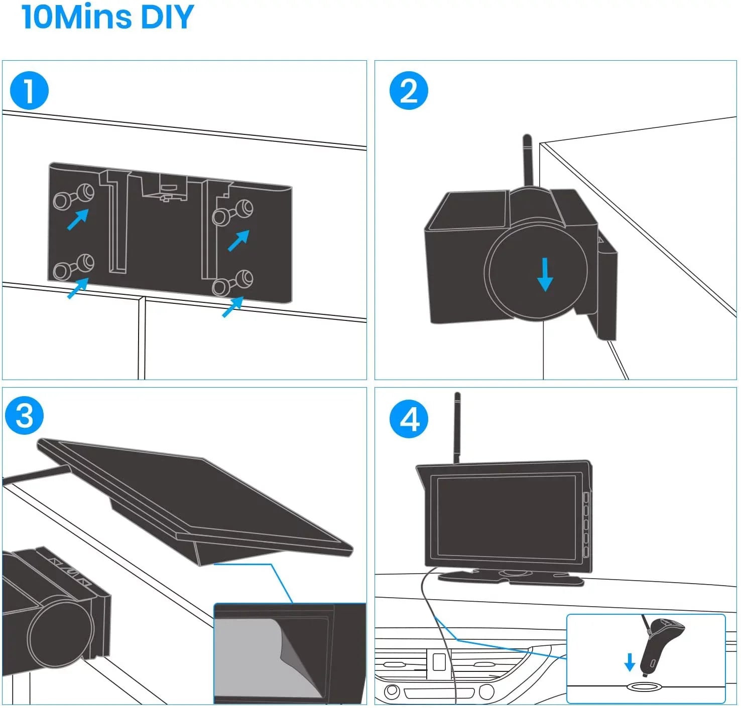 Auto-Vox Truck Wireless Backup Camera with 7" Monitor, Trailer Rear View Camera, Digital Reverse Camera for Camper, Vans