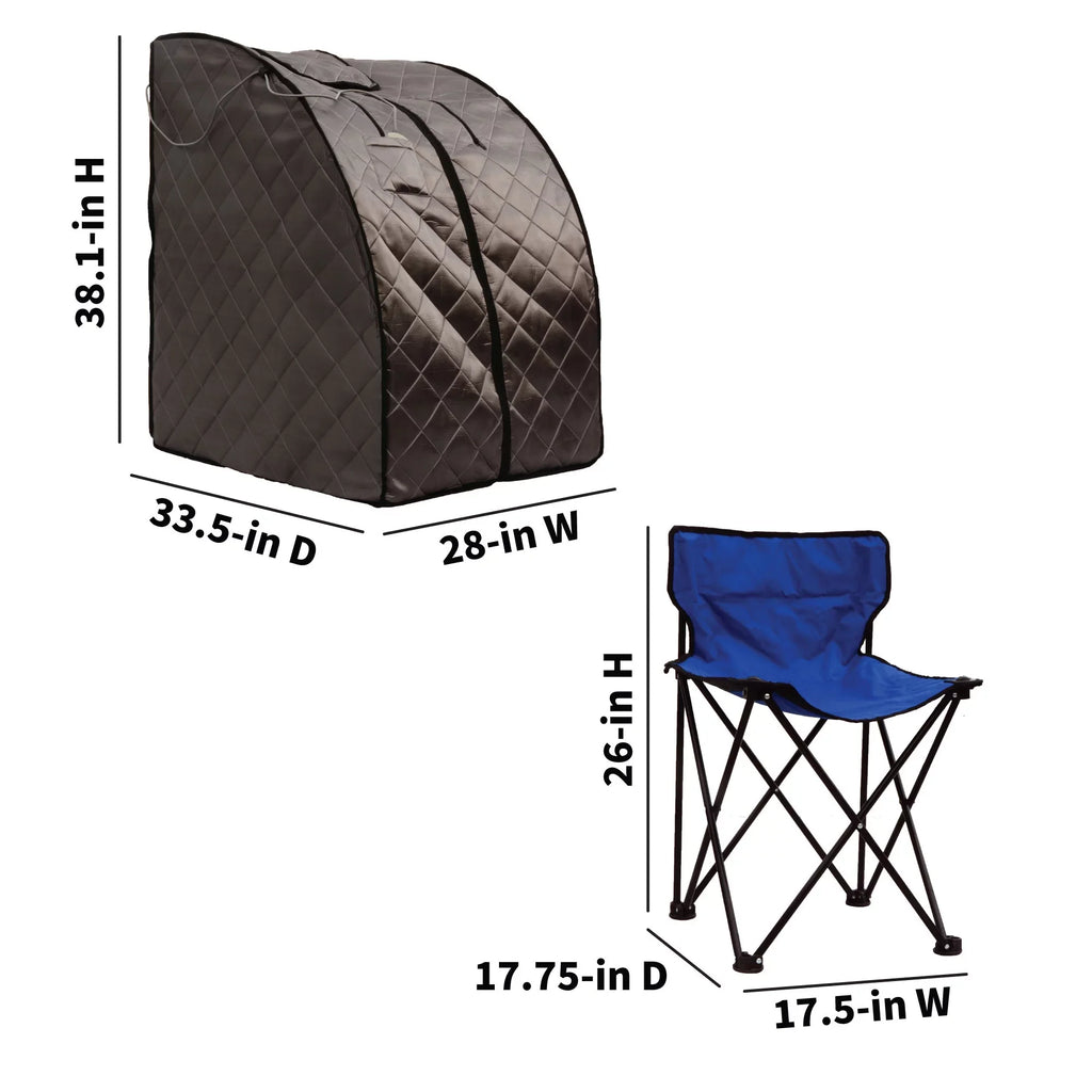 Heat Wave Rejuvenator Portable Personal Sauna with FAR Infrared Carbon Panels, Heated Floor Pad, Canvas Chair