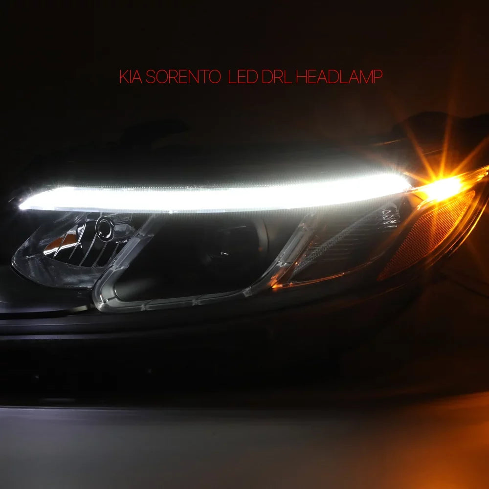 Black Housing Projector Headlight Amber Reflector for 14-15 Kia Sorento EX/SX