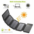 Jahy2Tech 4-Panel 7.2W Portable Solar Charger Power Bank Wireless Phone Charger Matching with iPhone, Android