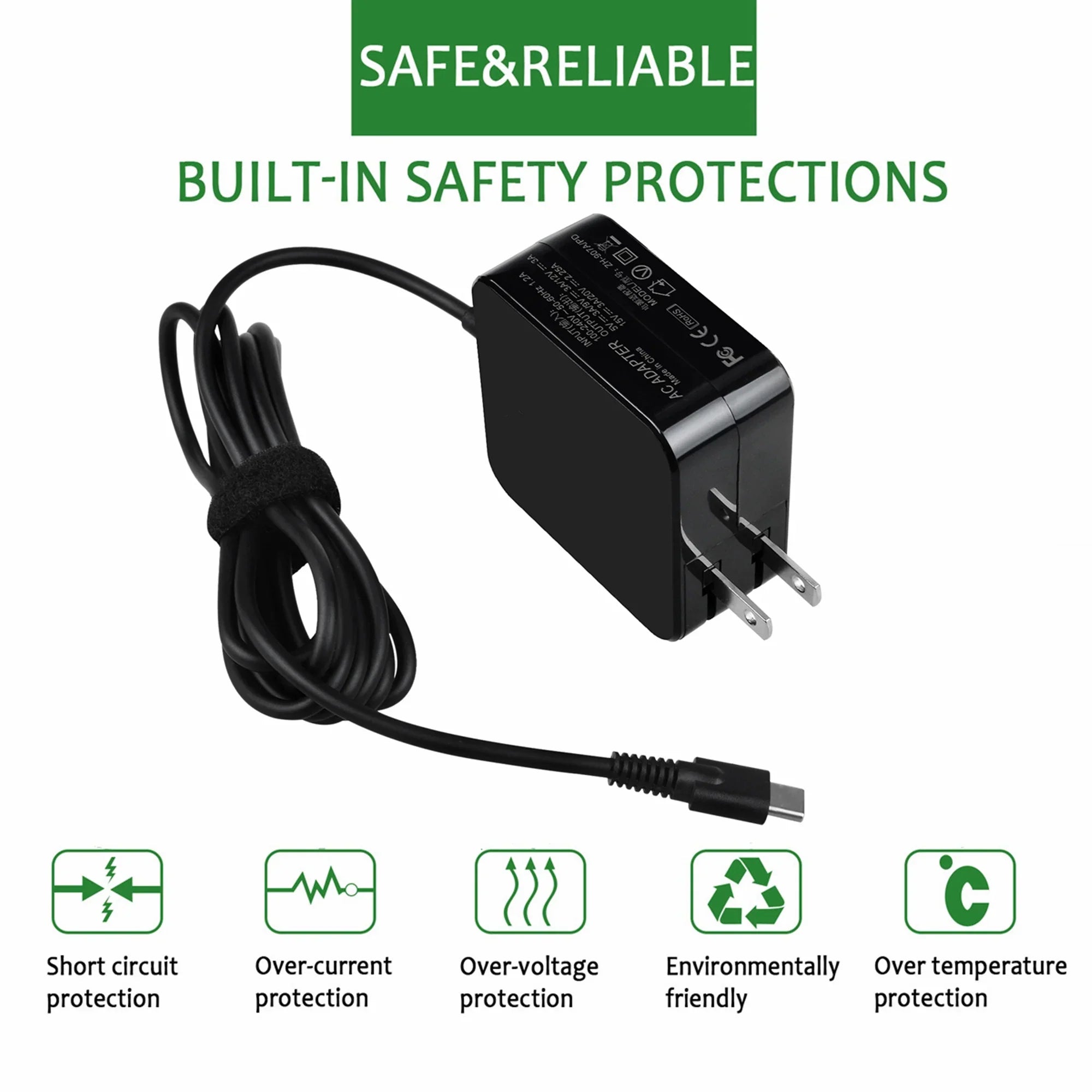 KONKIN BOO Matching 45W AC Adapter Charger Power USB-C Replacement for Lenovo 100E 2nd Gen 81QB000AUS Chromebook