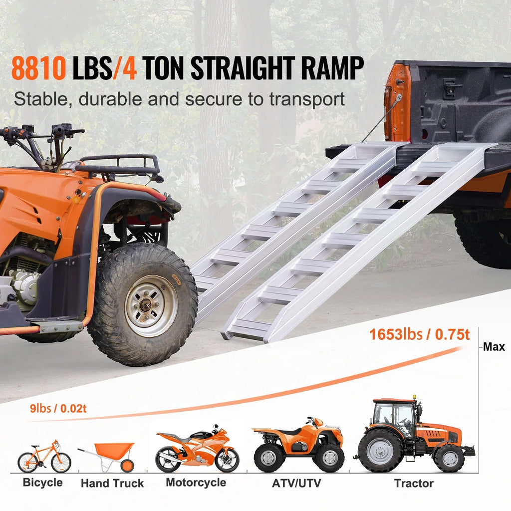 BENTISM Aluminum Truck Loading Ramps 8810 lb/4 Ton 72" x 15" Strong Flat Ends Non-slip Portable Truck Ramps for Tractors ATVs UTVs Motorcycles Vehicle
