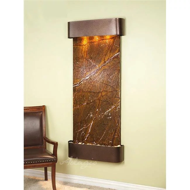Inspiration Falls Round Copper Vein Brown-Marble Wall Fountain