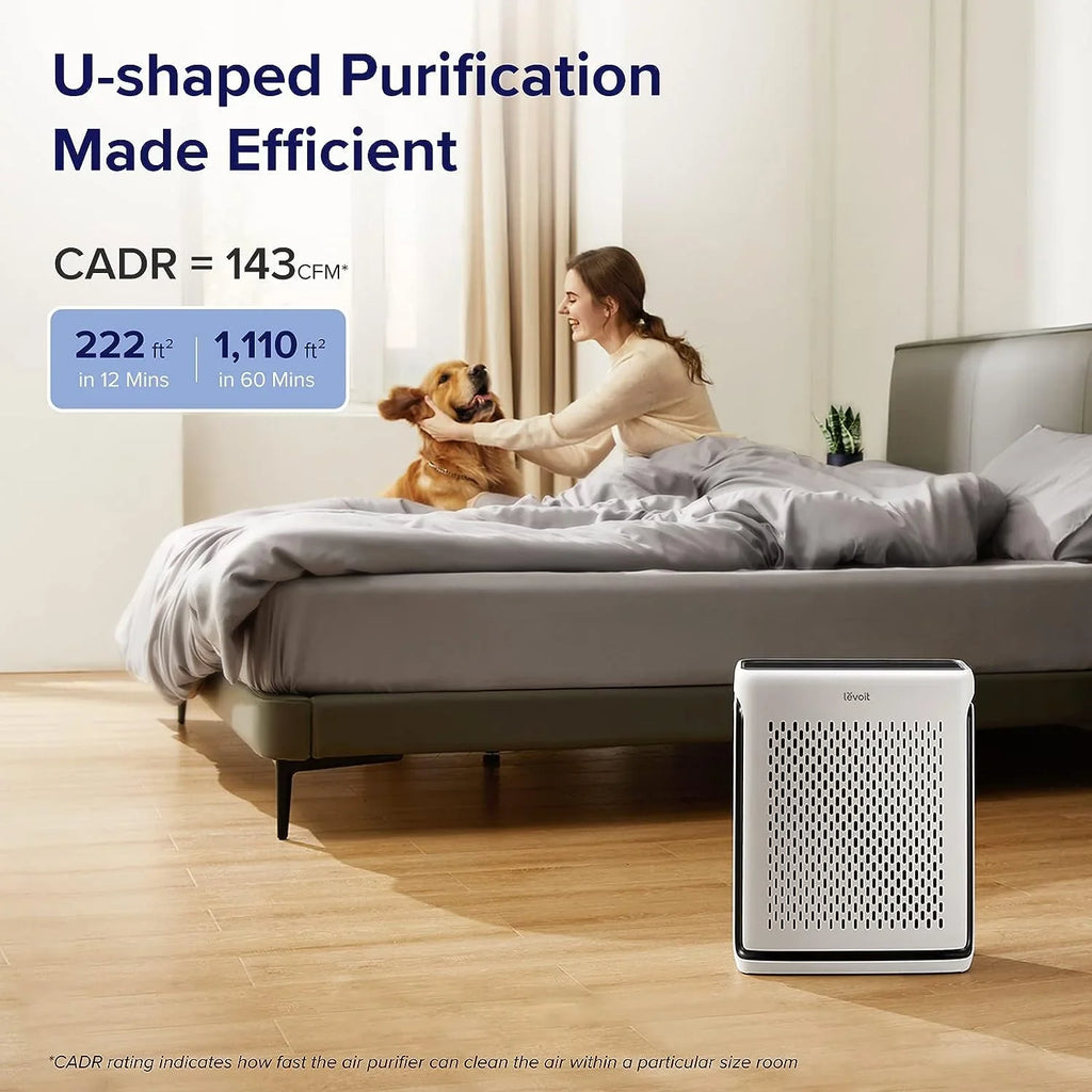 LEVOIT Air Purifiers for Home Large Room Bedroom Up to 1110 Ft² with Air Standard and Light Sensors, Smart WiFi, Washable Filters, HEPA Filter Captures Pet Hair, Allergies, Dust, Smoke, Vital 100S