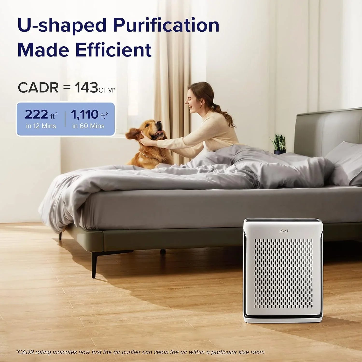 LEVOIT Air Purifiers for Home Large Room Bedroom Up to 1110 Ft² with Air Standard and Light Sensors, Smart WiFi, Washable Filters, HEPA Filter Captures Pet Hair, Allergies, Dust, Smoke, Vital 100S