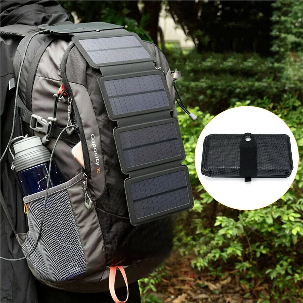 Jahy2Tech 4-Panel 7.2W Portable Solar Charger Power Bank Wireless Phone Charger Matching with iPhone, Android