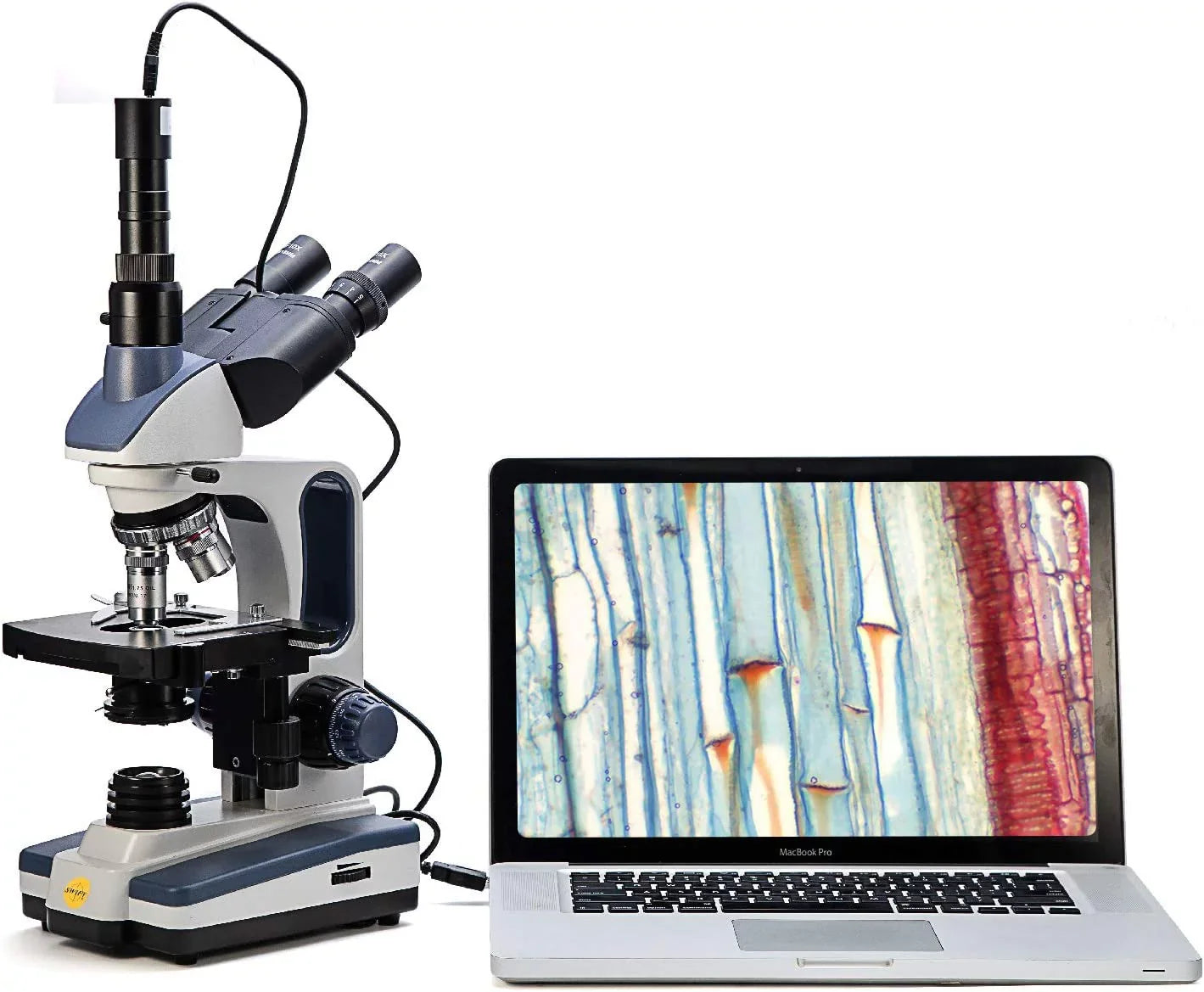 SWIFT Trinocular Compound Microscope SW350T, Magnification,Siedentopf Head,Research-Grade,Two-Layer Mechanical Stage,1.3mp Camera and Software Windows and Mac Matching