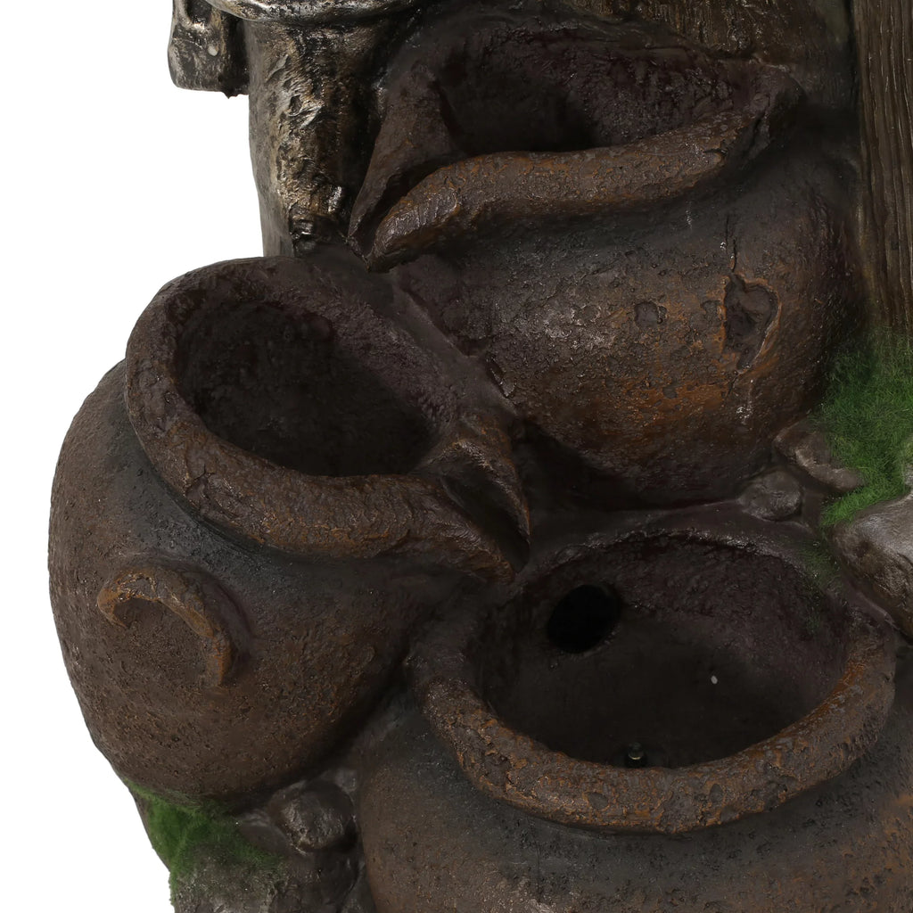 Haralson Outdoor 3 Tier Jar Fountain, Brown and Gray